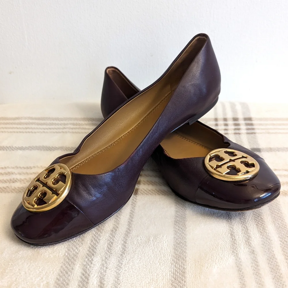 Tory Burch Chelsea Cap-Toe Leather Ballet Flat